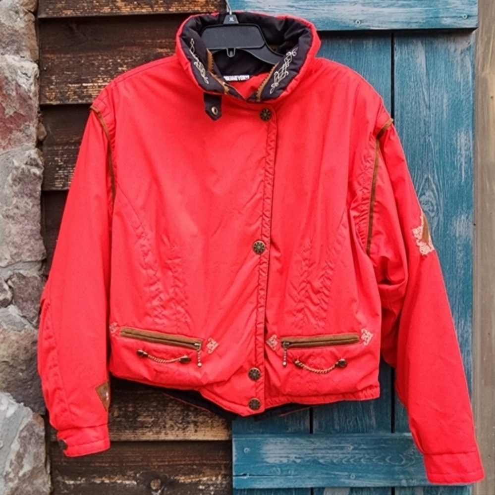 Obermeyer Wellington Womens Ski Coat Embroidered Vintage Red 6